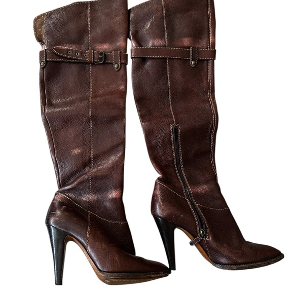 Moschino Brown Leather Knee-High Boots 8 - Picture 5 of 5
